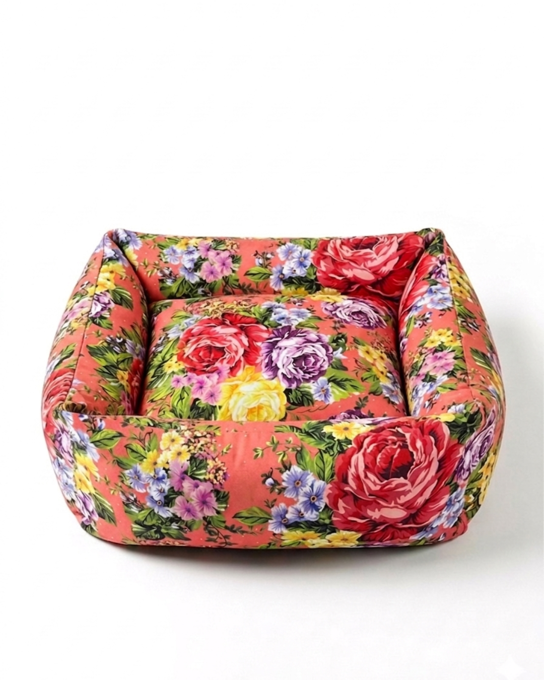 Small Dog Bed - Gabriella Floral Peach