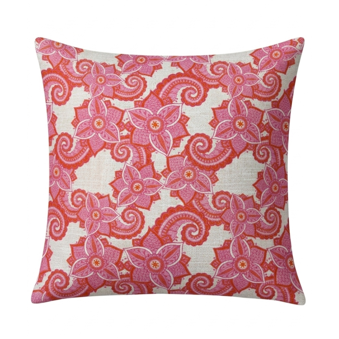 Scatter Cushion - Open Paisley Pink Orange