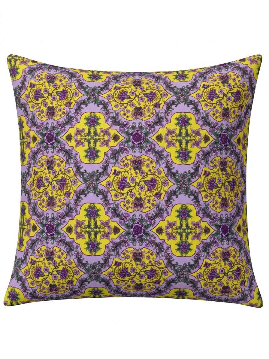 Scatter Cushion - Trellis Purple Yellow
